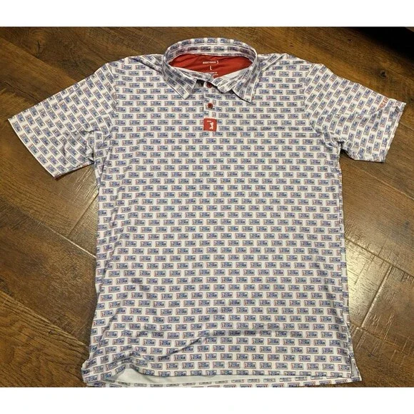 New York Assman Golf Polo Shirt Bogey Bros Size L White & Red - Picture 1 of 4